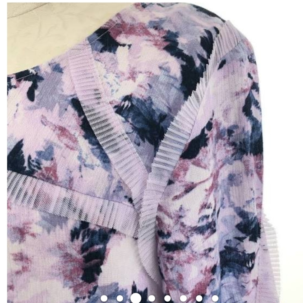 VINTAGE AMERICA Virginia Blues Purple Flowy Cottagecore Boho Peasant Top M NWT - Picture 6 of 13